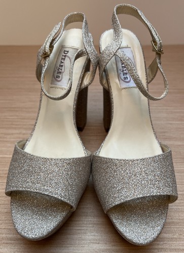 Dyeables Whitta Champagne Glitter B 8.5 Platform Heel Women’s Shoes W/Clutch