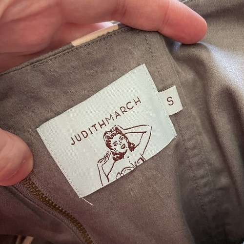 Anthropologie Judith March ärmelloses Kleid Damen Gr. S grau/weiß/türkis gepunktet - Bild 8 von 9