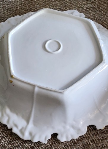 19C  FINE GERMAN PORCELAIN HIGHLY ELEGANT HEXAGON BOWL WITH RELIEF & SCROLLS - Picture 12 of 18