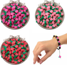 3 Pack Polymer Clay Beads 150 PCS Strawberry Slice Shaped Fruit Bead Small Hole