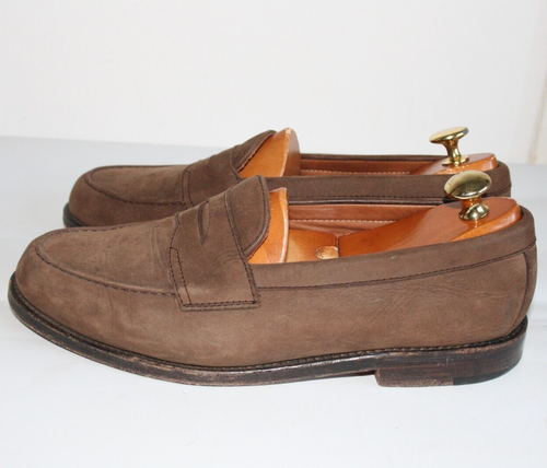 Mens Segui Spanish Nubuck Leather Brown Penny Loafers UK 7 EU 41 - Picture 3 of 6