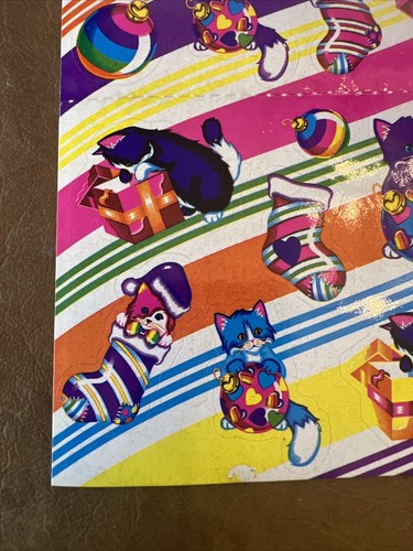 Lisa Frank Vintage Sticker Sheets Holidays Christmas Cats In Stockings 1 Sheet - Picture 4 of 9