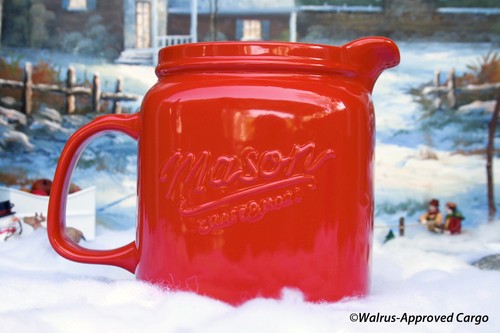 MASON CRAFT & MORE JARRA ROJA, CREMA Y 3 TAZAS -NUEVO- VER ROJO, ¡EN EL BUEN SENTIDO! - Imagen 2 de 15