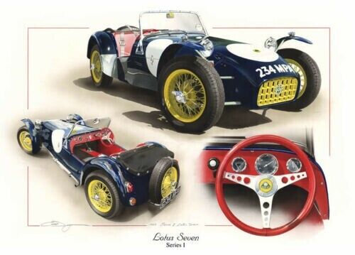 DRUCK LOTUS 7 SEVEN SERIE 1 CATERHAM 7 1957 NEUE LIMITIERTE EDITION ART CHRIS DUGAN - Bild 6 von 6