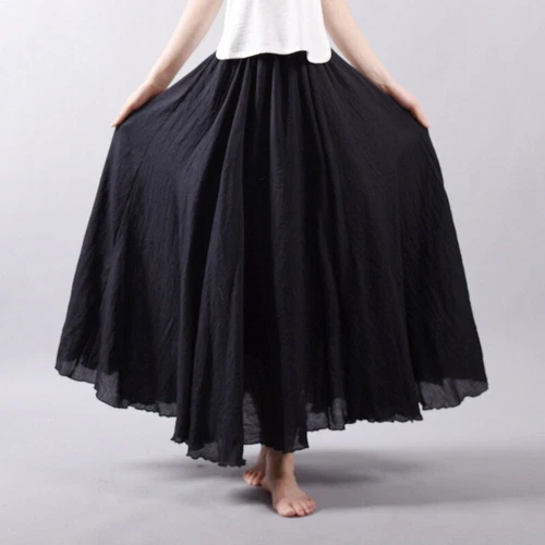 Women Summer Skirt Cotton Blend Long Skirts Elastic Waist Boho Maxi Skirts Size - Picture 7 of 32