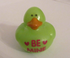 NEW VALENTINES DAY THEMED 2" RUBBER DUCK  GREEN WITH "BE MINE"