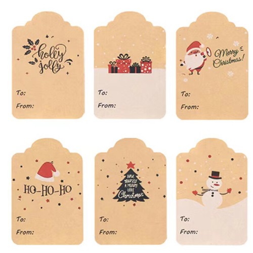 300Pcs/roll Merry Christmas Santa Claus Label Stickers Kraft Paper Handwritten - Afbeelding 8 van 9