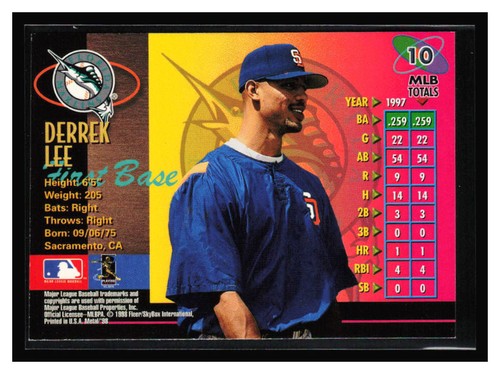 1998 Metal Universe #10 Derrek Lee - Picture 2 of 2