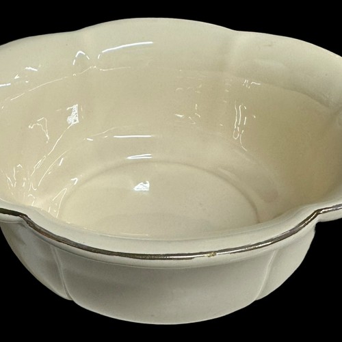 Haeger Flower Petal Bowl #3227 MCM Ivory Gold Gilding VTG 1976 USA Ceramic 9" - Picture 7 of 12