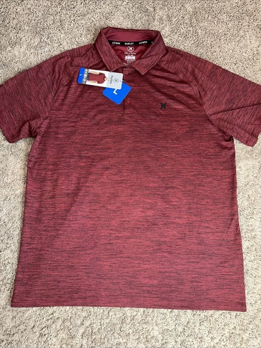 New Hurley Men’s Large Polo Shirt Burgundy Heather - Picture 4 of 7