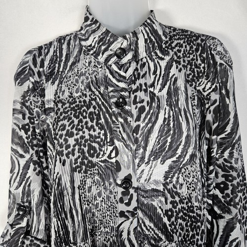 Ali Miles Top Damen Gr. L schwarz Animal abstrakt transparent Tunika Oversize Whimsigoth - Bild 8 von 15