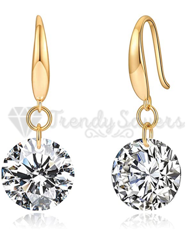 Women's 10mm 925 Sterling Silver Cubic Zirconia Drop Dangle Ear Stud Earring - Picture 76 of 81