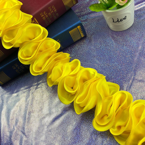 10 Yards Satin Frill Trimming Ribbon Folded for Fancy Dress Decor DIY Banquet - Picture 2 of 20