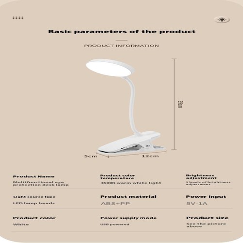 Led Table Lamp USB Rechargeable Night Light With Folding Clamp Eye Protection - Photo 3/15