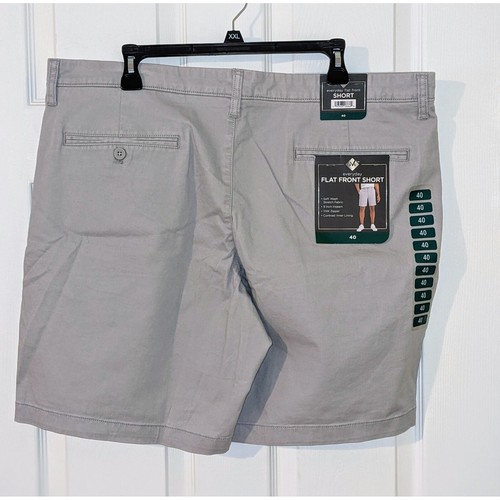 Member's Mark Flat Front Shorts Stretch Fabric Gray 9-inch Inseam Size 40 NWT - Picture 3 of 5