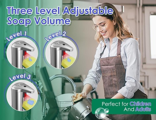 Dispensador automático de jabón líquido 280 ml dispensador de jabón con sensor infrarrojo sin contacto - Imagen 6 de 13