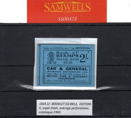 GB KGV 2s BOOKLET SG.BB12 (1924) *Edition 5* Cat £900 Fresh BLOCK CYPHER SS478 - Picture 4 of 8