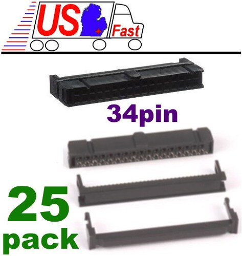 25pack Female 34pin/wire IDC/IDS Ribbon Cable FD/FDD/Floppy Crimp end/terminator - 第 1/1 張圖片