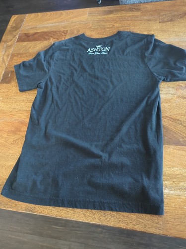 Ashton classic crown tshirt Size Large Black Distressed White Lettering GUC - Picture 5 of 6