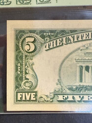 Scala discendente perfetta 8 cifre 1963A $5 FRN numero di serie fantasia PCGS63ppq - Foto 6 di 8