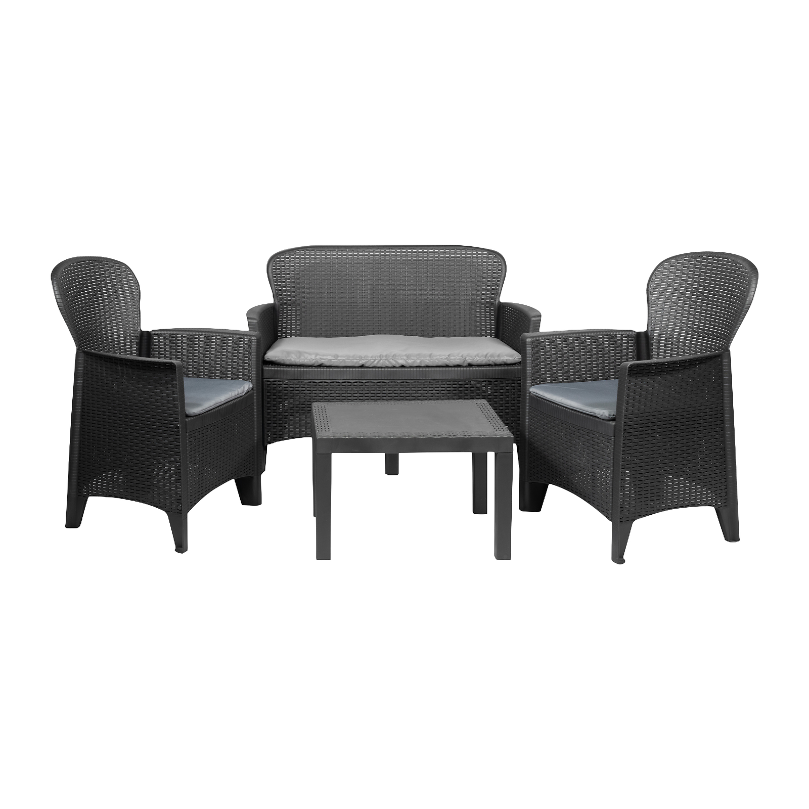 Sunlit Haven 4 Piece Garden Set Rattan Effect Plastic, Two Chairs, Sofa &Table eBay