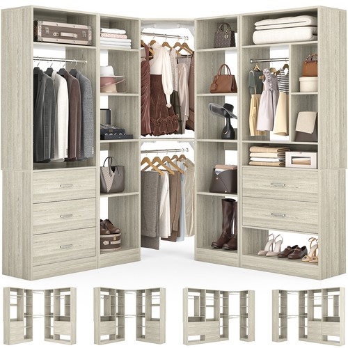 Freestanding Closet Organizer System w/ 5 Drawers & 4 Hanging Rod Walk-in Closet - Picture 9 of 11