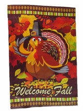 12x18 12"x18" Happy Thanksgiving Turkey Vertical Sleeve Flag Garden