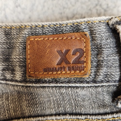 X2 Quality Denim Size 10 (33X30) Curvy W31 Regular Rise Flare Leg Raw Hem Gray - Picture 13 of 21