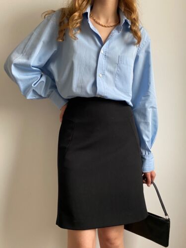 PRADA RED LINE 2000s NYLON BLACK STRAIGHT SKIRT KNEE LENGTH OFFICE IT 42 MEDIUM - Picture 2 of 16