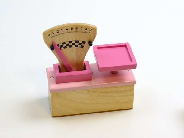 Kaufladen-Waage Pink Holz ZubehöR KinderküChe Kaufladen Holzwaage Spielwaage-image