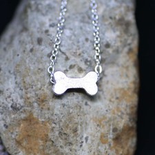 Small Doggy Bone Necklace Sterling Silver 925 , Dog Pet Pendant