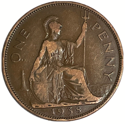 1938 Great Britain One Penny Circulated UK World Coin King