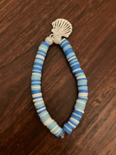 Clay Bead Bracelet for Kids Women Beaded Jewlery blue and white 