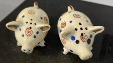 Pig Salt & Pepper Shakers Polka dot Japan small w/corks