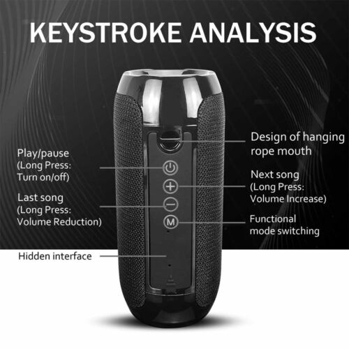 Bluetooth Speaker Wireless Waterproof Outdoor Stereo TF/FM Hands-free answering - Picture 5 of 12