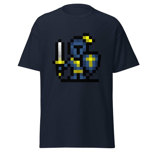 Adult Unisex Retro Pixel Art Knight (Blue) T-Shirt - Picture 36 of 120