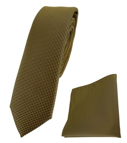 schmale TigerTie Krawatte + Einstecktuch in fein gepunktet - Breite 4,5 cm - Bild 25 von 30
