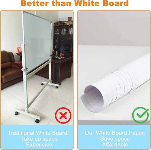 4x8ft Whiteboard Contact Paper - Smooth, Stain-Proof, Residue-Free Adhesive Roll - Picture 6 of 9