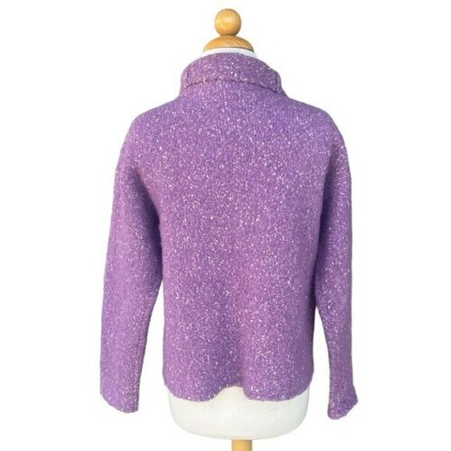 Eileen Fisher Italian Yarn Alpaca Wool Blend Chunky Knit Sweater Jacket Plum PS - Picture 3 of 15