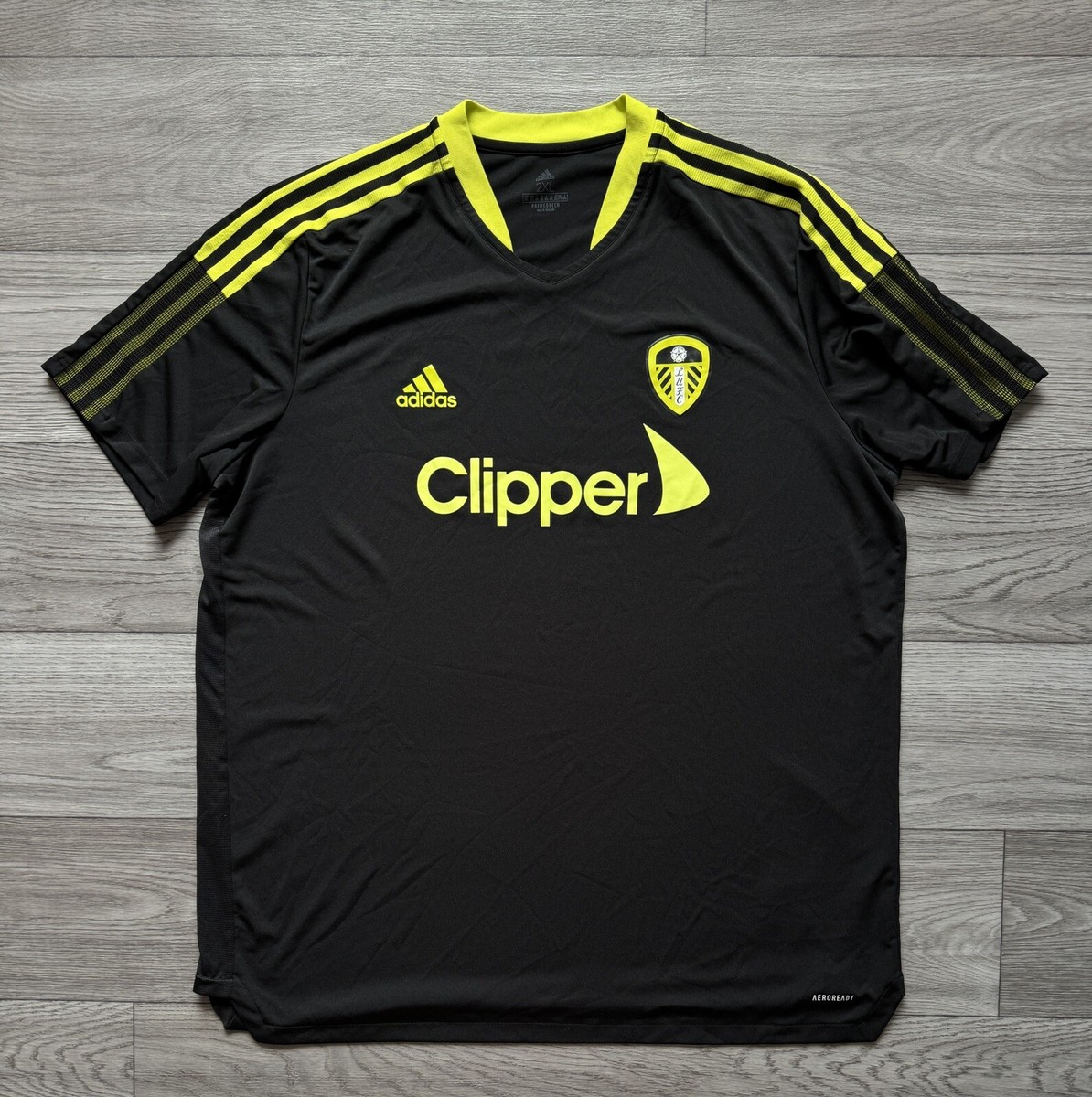 Leeds United Football Shirt Mens 2XL XXL Black Adidas 2021/22