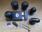Cast iron Door rim knob & retro lock rustic vintage victorian cottage handles