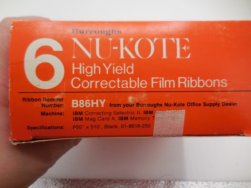 2 cajas de cintas de película corregibles de alto rendimiento Burroughs Nu-Kote vintage B86HY - Imagen 5 de 5