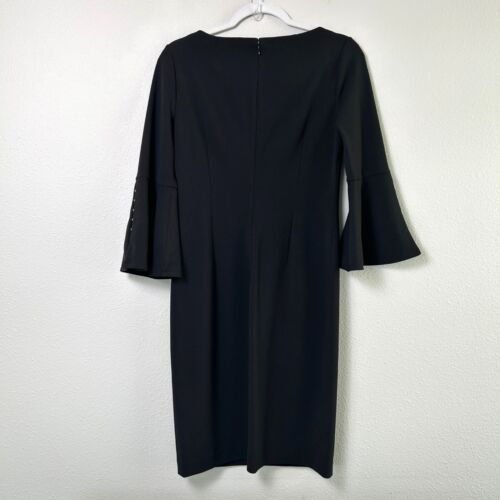 Abito Calvin Klein Shift donna taglia 6 nero perla manica a campana cocktail classico - Foto 4 di 13