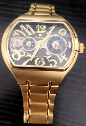 ⭐SUPER RARE Louis Bolle Pioneer Men's Automatic Skeleton 44mm Moon Phase Watch - Picture 1 of 5