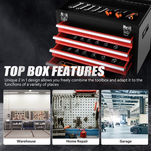 Rolling Tool Chest with Drawers Tool Organization Box Storage Cabinet for Garage - Picture 2 of 11
