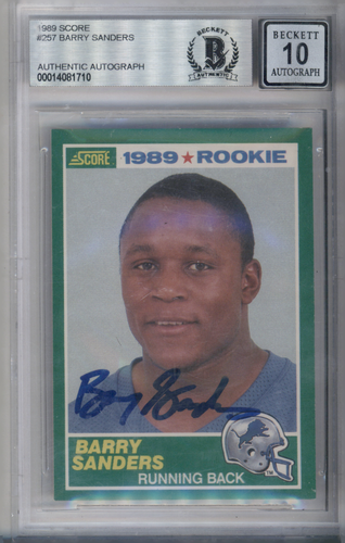BARRY SANDERS SIGNED 1989 SCORE ROOKIE BECKETT 10 AUTHENTIC AUTO DETROIT LIONS