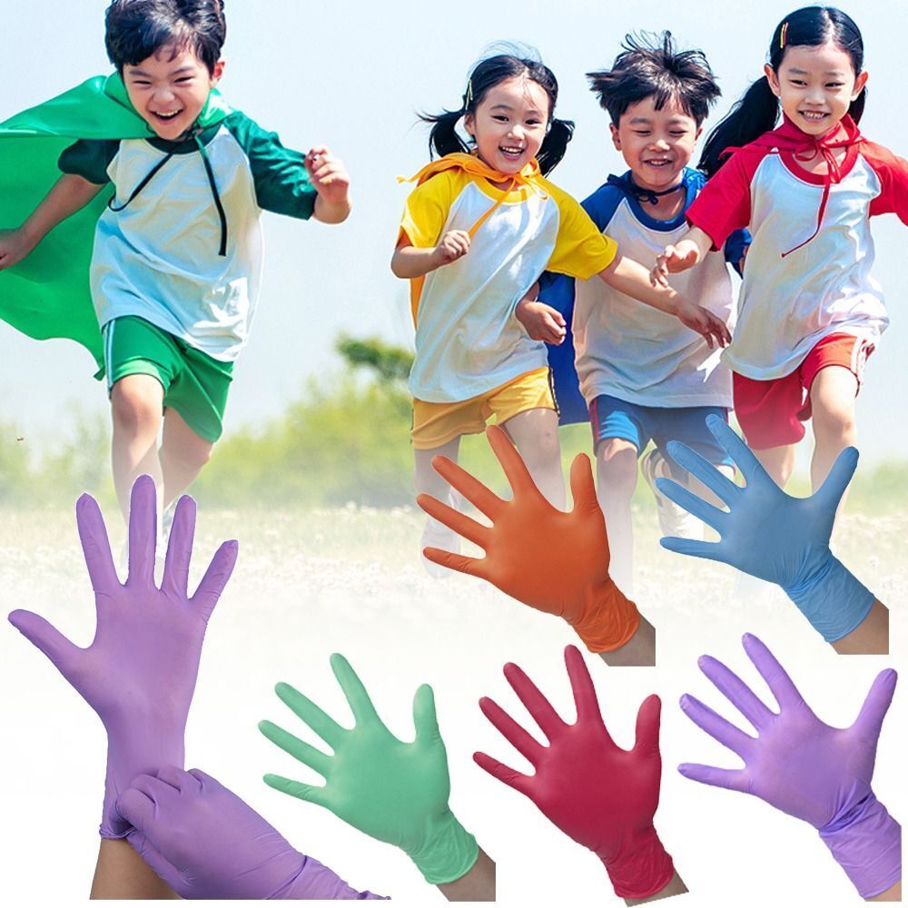 10 Pairs Safety Kids Working Gloves Nitrile Protective Gloves 5 12 Year Old