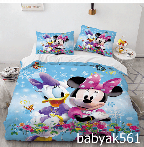 Mickey Minnie Mouse Daisy Duck Doona Duvet Cover Pillowcase Bedding Set Mats - Picture 2 of 13