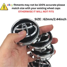 FIT FOR TOYOTA SET OF 4 BLACK-CHROME 62 mm/2.44in Wheel Center Caps