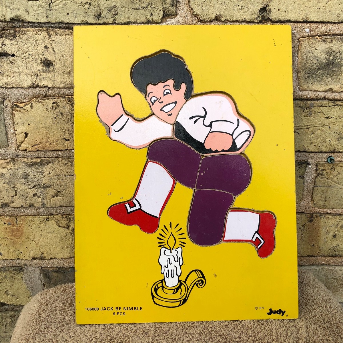 Judy 1974 Jack Be Nimble 9 Pieces Wooden Puzzle Jack Jump Over The